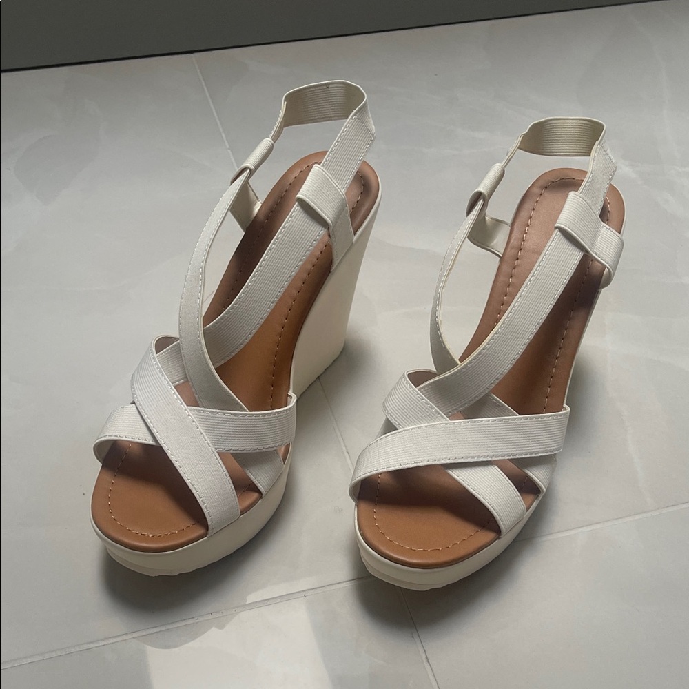 Call It Spring Cream Wedge Sandals